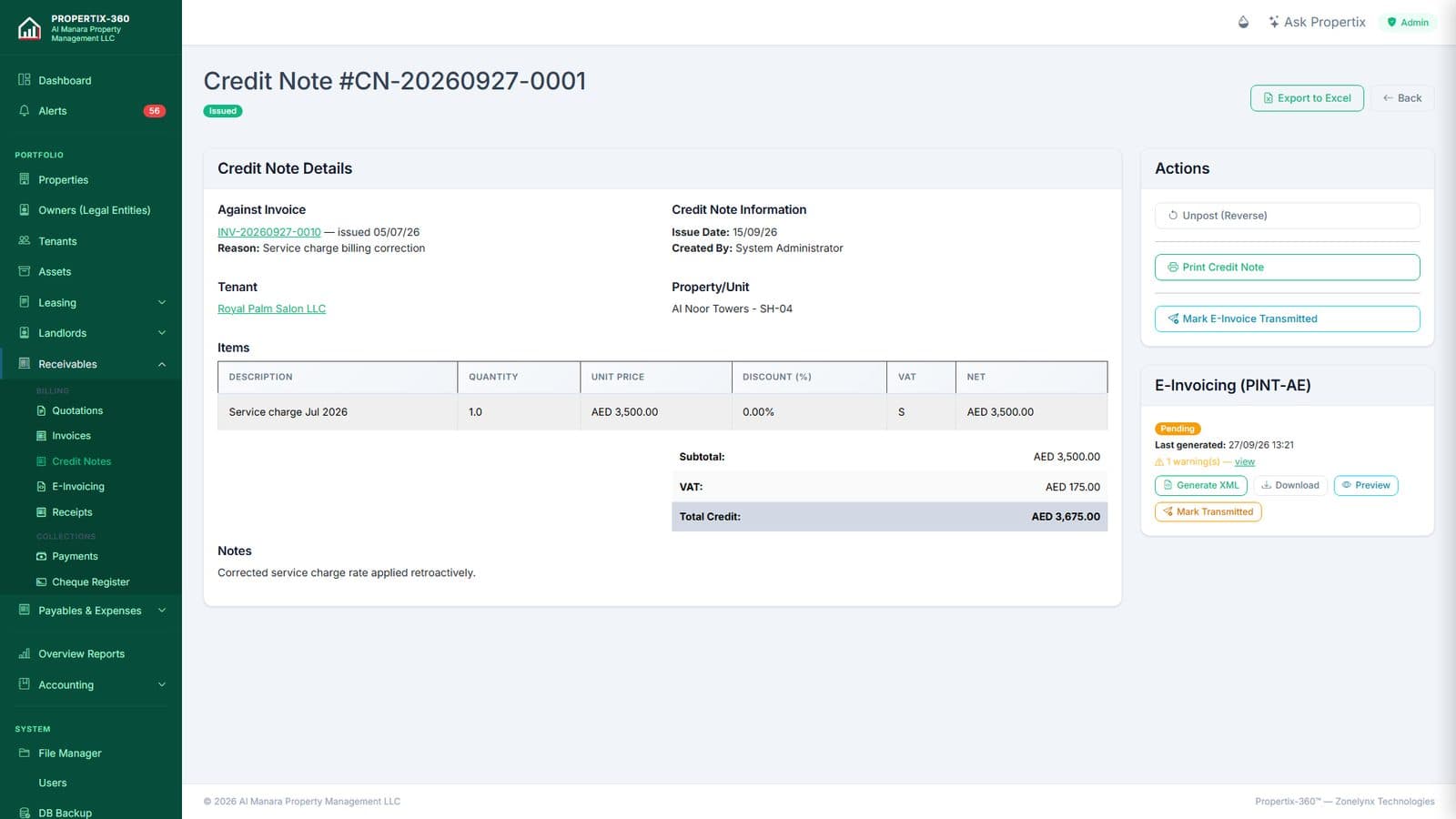 Credit note